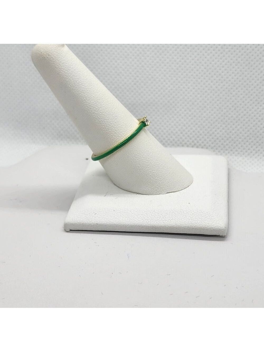 Brand New Sterling Silver 925 Green enamel Ring / band - Picture 2 of 5